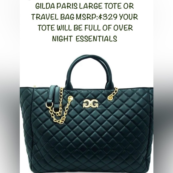 Gilda Paris Handbags - Gilda Paris NWT Large Quilted Tote Full of Luxe Overnight Essentials MSRP $250